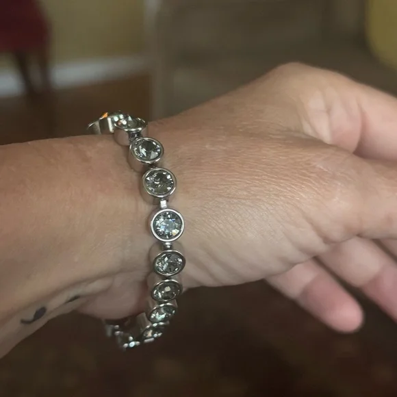 Touchstone Crystal Silver Tennis Bracelet - Picture 3 of 7